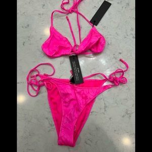 Triangl string bikini hot pink floral NWT